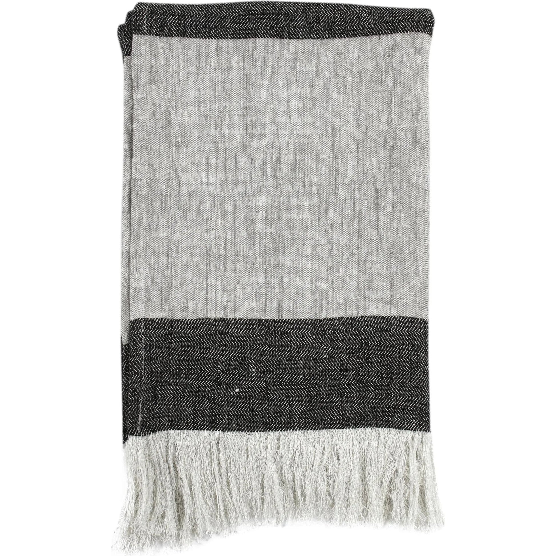 TC Linen Cotton Blend Throw Blanket by Villa by Classic Home in gray. Made from 90% linen, 10% cotton in a transitional style.