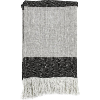 TC Linen Cotton Blend Throw Blanket by Villa by Classic Home in gray. Made from 90% linen, 10% cotton in a transitional style.