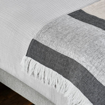 TC Linen Cotton Blend Throw Blanket by Villa by Classic Home in gray. Made from 90% linen, 10% cotton in a transitional style.