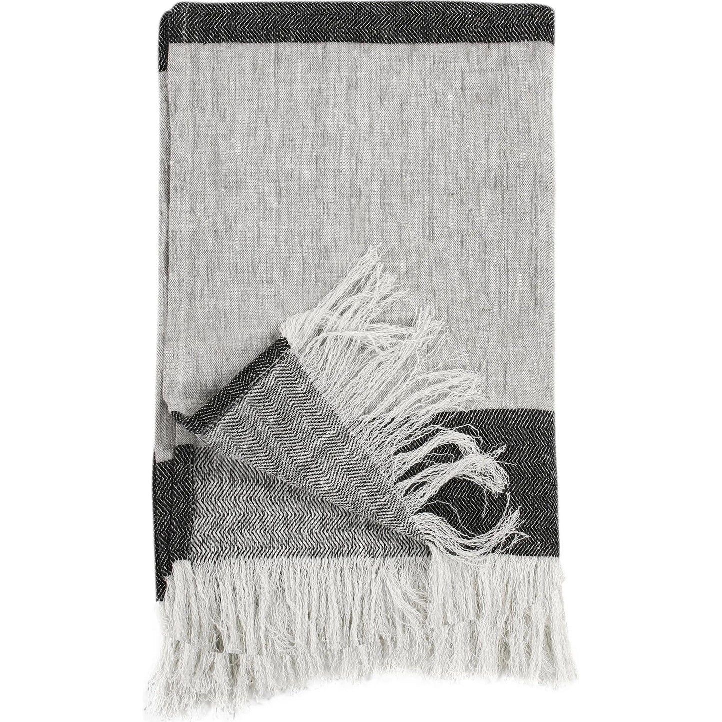 009 SI-2256374 | Additional Silo | TC Linen Cotton Blend Throw Blanket by Villa by Classic Home in gray. Made from 90% linen, 10% cotton in a transitional style.