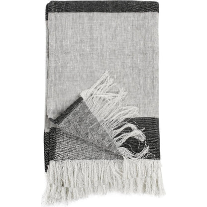 TC Linen Cotton Blend Throw Blanket by Villa by Classic Home in gray. Made from 90% linen, 10% cotton in a transitional style.