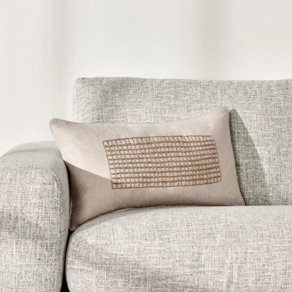 Siena Cotton Linen Blend Throw Pillow by Villa by Classic Home in beige. Made from 50% cotton, 50% belgian flax linen in a transitional style.