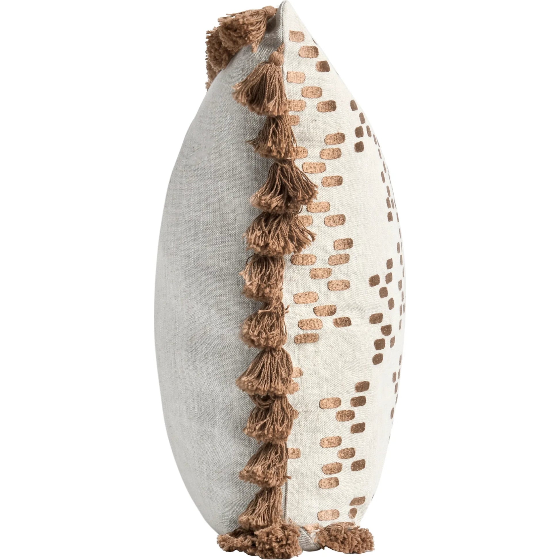Dane Belgian Linen Throw Pillow by Villa by Classic Home in penny brown. Made from 100% belgian flax linen in a eclectic & global style.