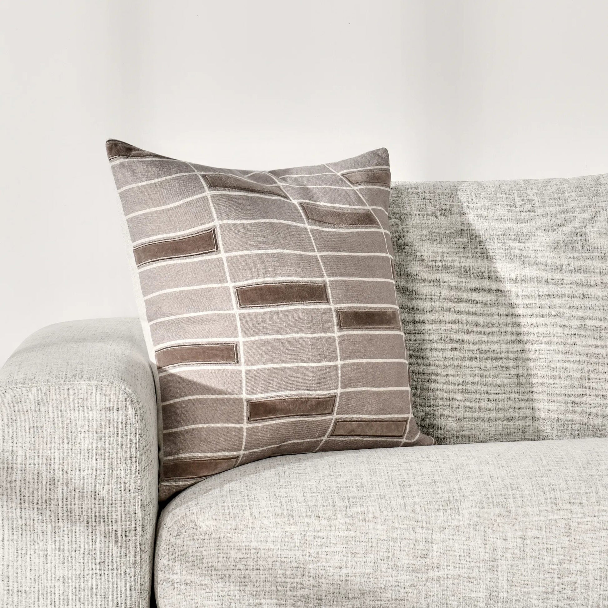 Breccia Belgian Linen Throw Pillow by Villa by Classic Home in taupe. Made from 100% belgian flax linen in a transitional style.