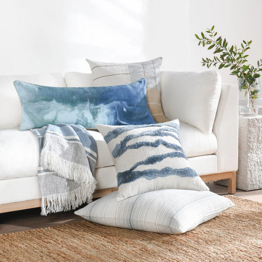 Mantra Cotton Throw Pillow by Villa by Classic Home in blue. Made from 100% cotton in a unique style.