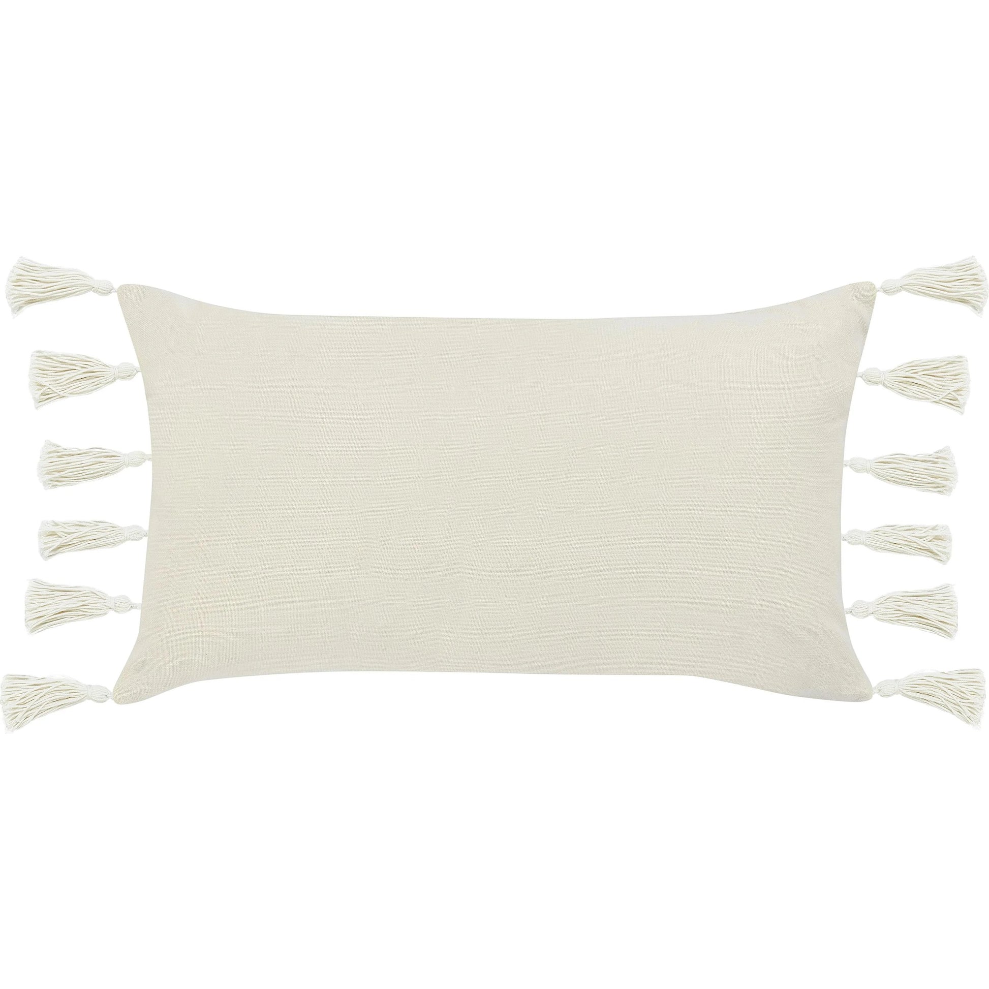 Apana Linen Embroidered Throw Pillow by Villa by Classic Home in beige. Made from 100% linen in a modern style.