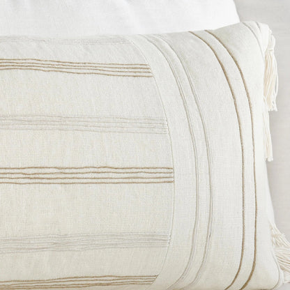Apana Linen Embroidered Throw Pillow by Villa by Classic Home in beige. Made from 100% linen in a modern style.