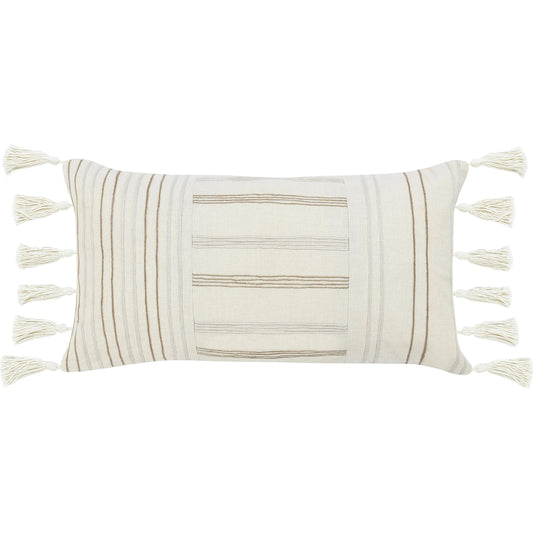 Apana Linen Embroidered Throw Pillow by Villa by Classic Home in beige. Made from 100% linen in a unique style.