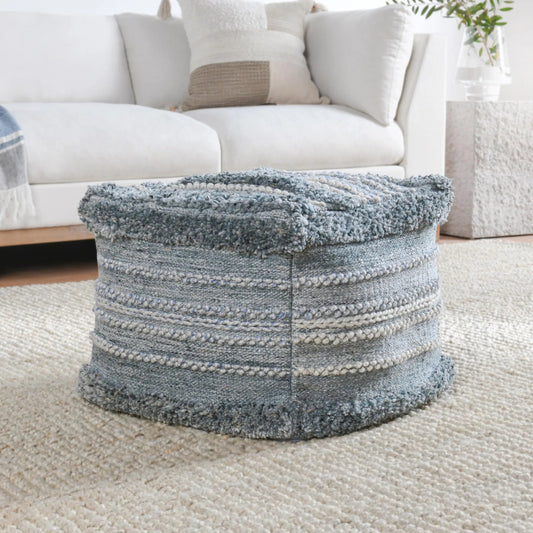Elko Pouf by Villa by Classic Home in blue. Made from 100% polyester in a eclectic & global style.