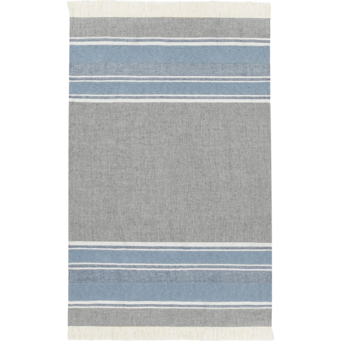 003 SI-2223180 | Additional Silo | Lima Belgian Linen Throw Blanket by Villa by Classic Home in capri blue, dark gray. Made from 100% belgian flax linen in a transitional style.
