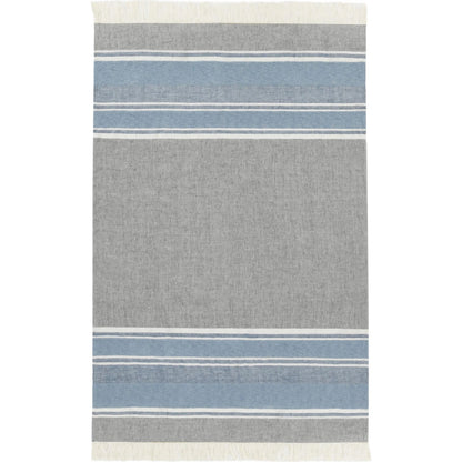 Lima Belgian Linen Throw Blanket by Villa by Classic Home in capri blue, dark gray. Made from 100% belgian flax linen in a transitional style.