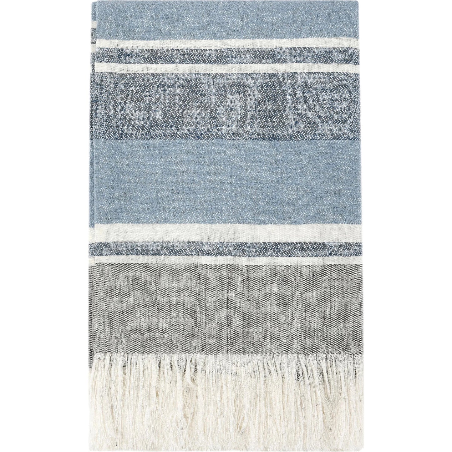 002 SI-2223180 | Additional Silo | Lima Belgian Linen Throw Blanket by Villa by Classic Home in capri blue, dark gray. Made from 100% belgian flax linen in a transitional style.
