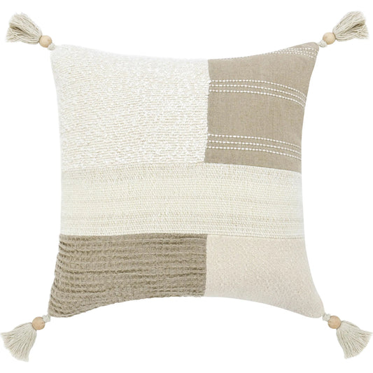 Yasa Cotton Blend Throw Pillow by Villa by Classic Home in ivory. Made from unique in a unique style.