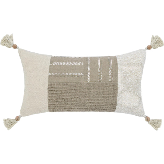 Yasa Cotton Blend Throw Pillow by Villa by Classic Home in ivory. Made from unique in a unique style.