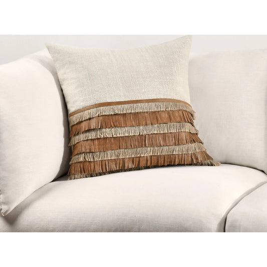 Casa Cotton Throw Pillow by Villa by Classic Home in chestnut natural. Made from 100% cotton in a unique style.