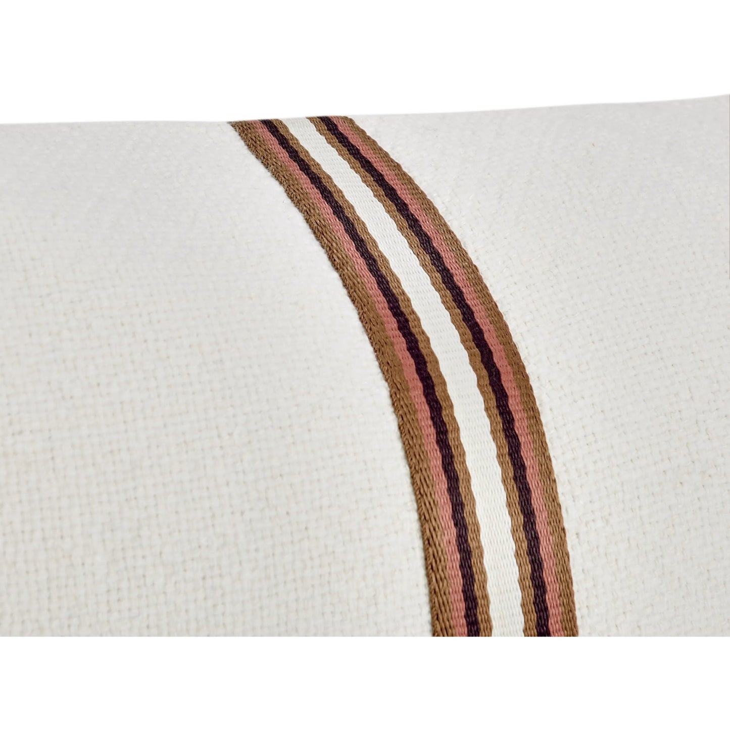 009 SI-2243821 | Closeup | Ralph Cotton Linen Throw Pillow by Villa by Classic Home in ivory, sangria red. Made from 60% cotton, 40% belgian flax linen in a transitional style.