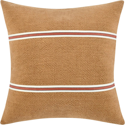 Pryce Cotton Linen Blend Throw Pillow by Villa by Classic Home in chestnut brown, terracotta. Made from 60% cotton, 40% belgian flax linen in a transitional style.
