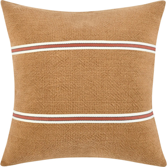 Pryce Cotton Linen Blend Throw Pillow by Villa by Classic Home in chestnut brown, terracotta. Made from 60% cotton, 40% belgian flax linen in a unique style.