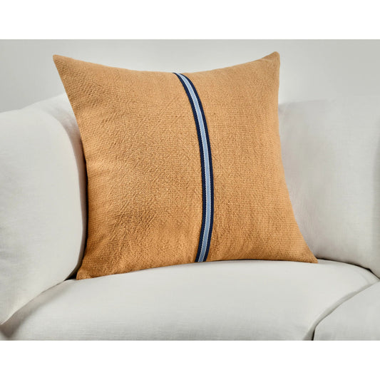Edwin Cotton Linen Blend Throw Pillow by Villa by Classic Home in chestnut brown, denim blue. Made from 60% cotton, 40% belgian flax linen in a unique style.