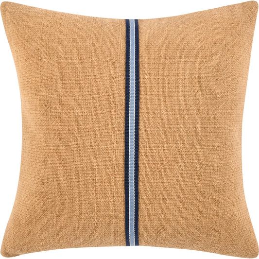 Edwin Cotton Linen Blend Throw Pillow by Villa by Classic Home in chestnut brown, denim blue. Made from 60% cotton, 40% belgian flax linen in a unique style.