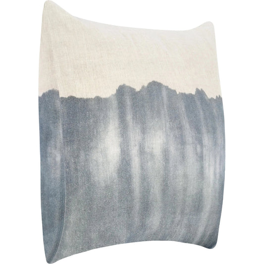 Cora Belgian Linen Hand Painted Throw Pillow by Villa by Classic Home in denim blue. Made from 100% belgian flax linen in a modern style.
