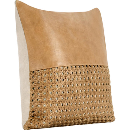 Toscano Genuine Leather Throw Pillow by Villa by Classic Home in chestnut brown. Made from 100% genuine leather in a traditional style.