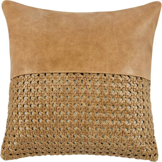 Toscano Genuine Leather Throw Pillow by Villa by Classic Home in chestnut brown. Made from 100% genuine leather in a unique style.