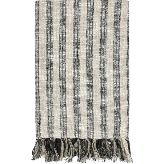 Linna 100% Cotton Throw Blanket by Villa by Classic Home in natural, black. Made from 100% cotton in a unique style.