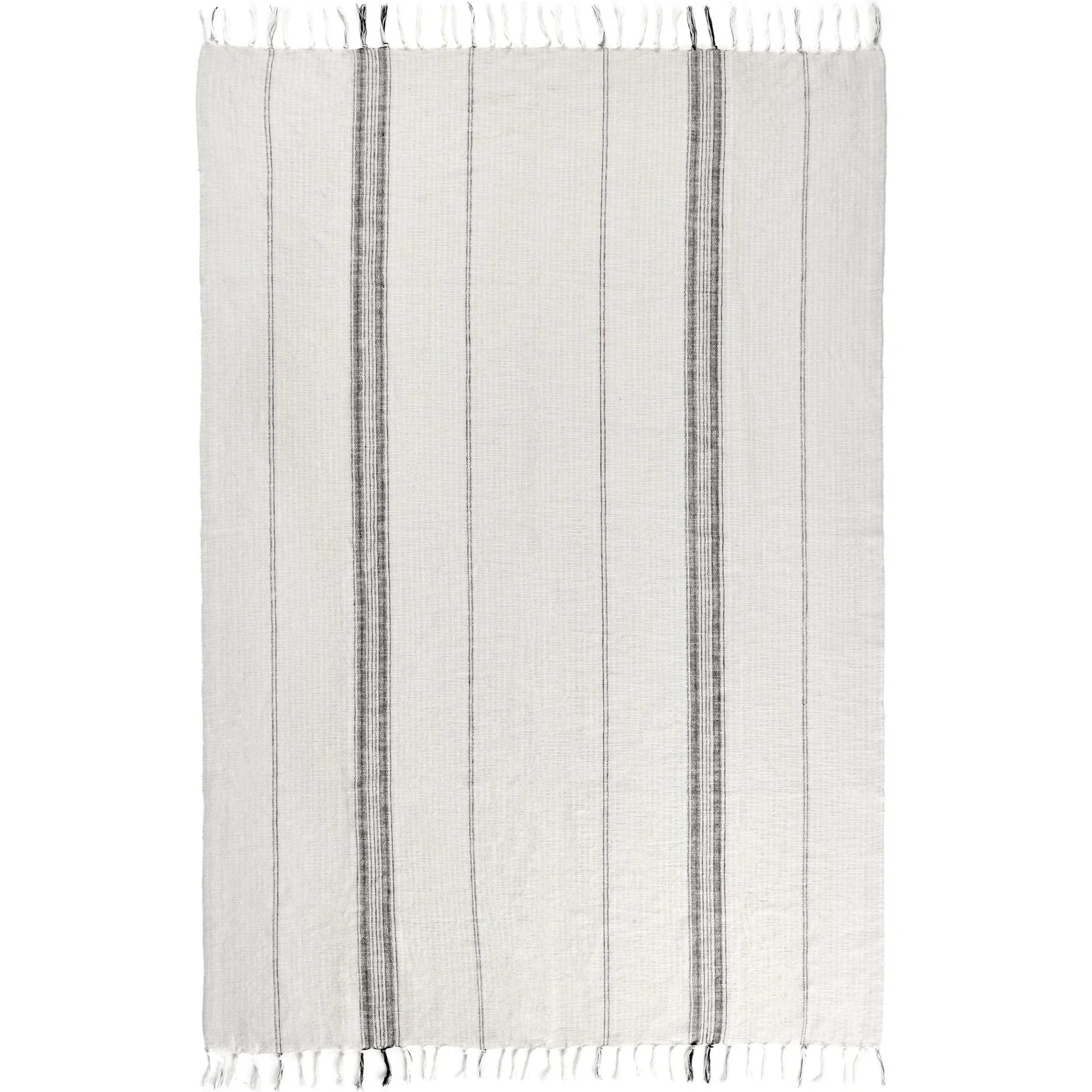 Ria Throw Blanket by Villa by Classic Home in ivory, gray. Made from 60% cotton/40% linen in a transitional style.