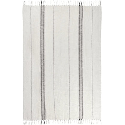 Ria Throw Blanket by Villa by Classic Home in ivory, gray. Made from 60% cotton/40% linen in a transitional style.