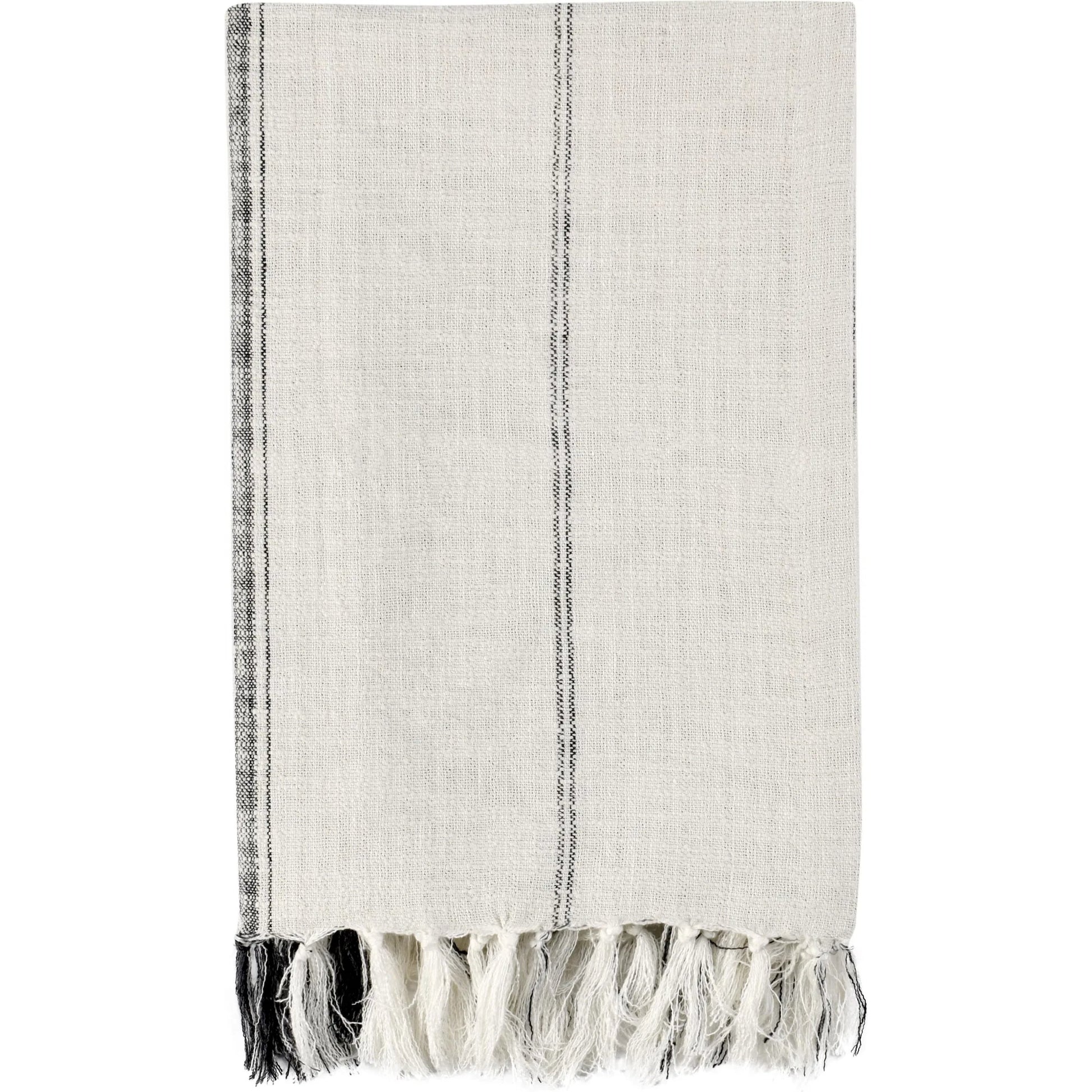 Ria Throw Blanket by Villa by Classic Home in ivory, gray. Made from 60% cotton/40% linen in a transitional style.