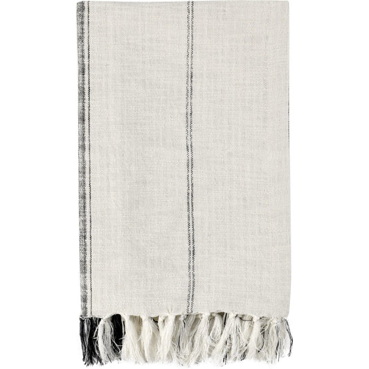 Ria Throw Blanket by Villa by Classic Home in ivory, gray. Made from 60% cotton/40% linen in a unique style.