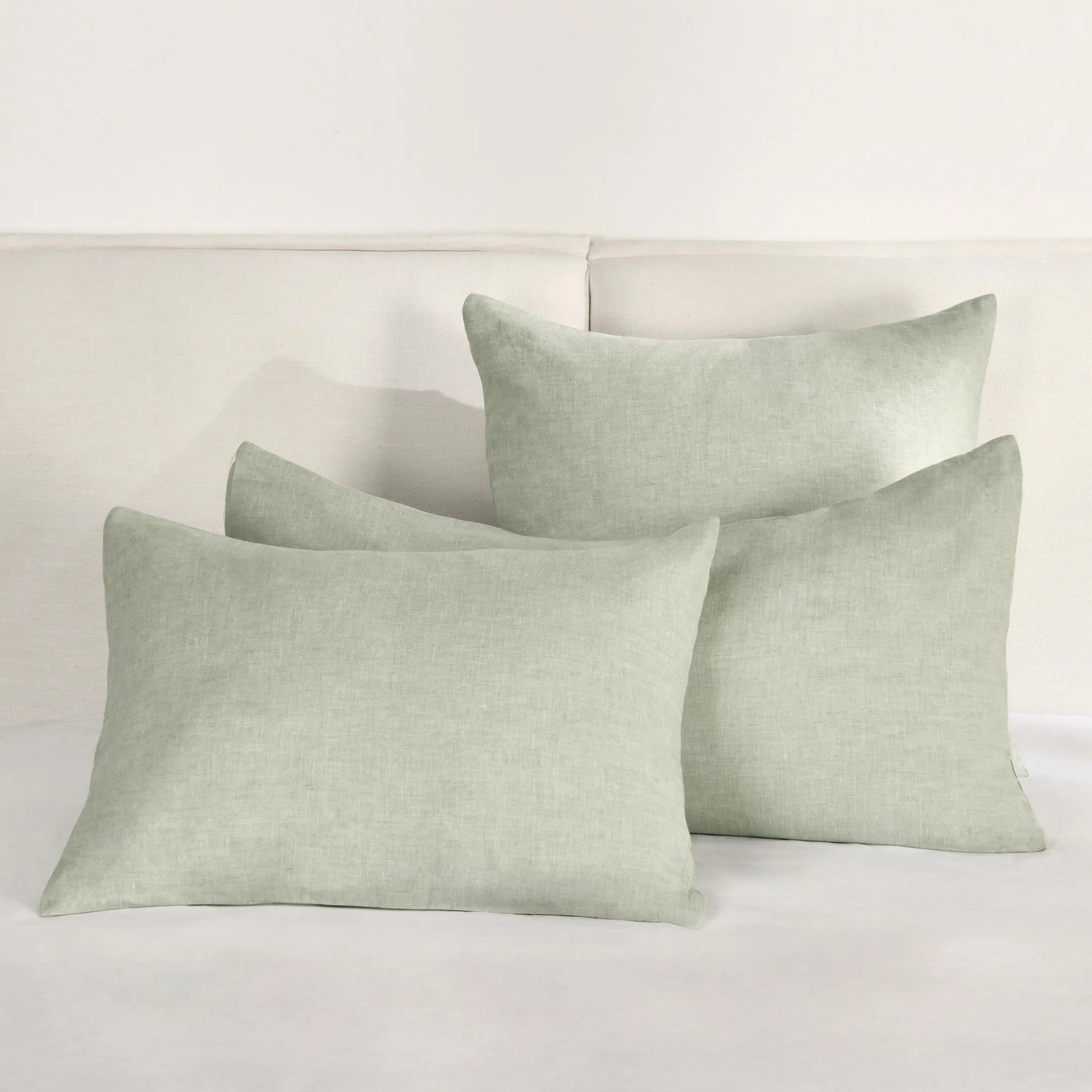 Jayson Sagebrush Linen Cashmere Sham by Villa by Classic Home in sage. Made from 70% linen, 25% cotton, 5% cashmere in a transitional style.