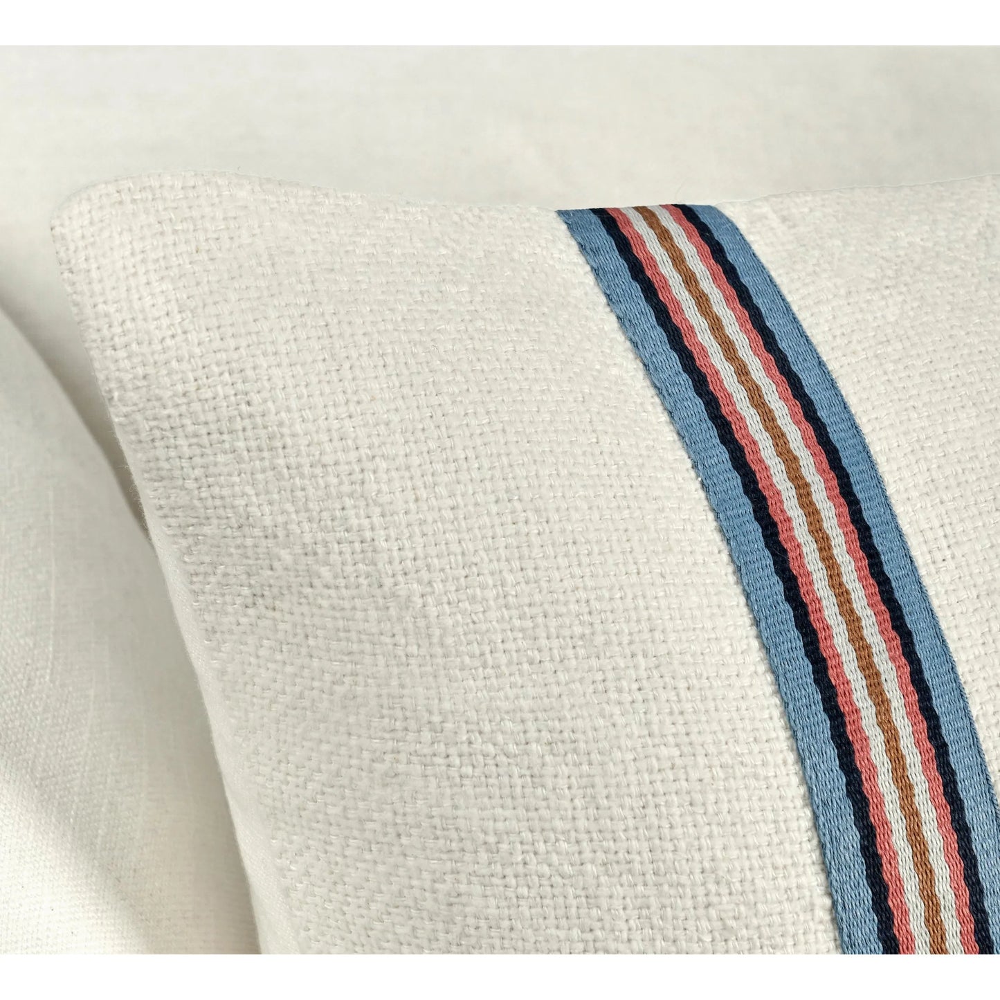 005 SI-2243832 | Closeup | Bacall Cotton Linen Blend Throw Pillow by Villa by Classic Home in white. Made from 60% cotton, 40% belgian linen in a transitional style.