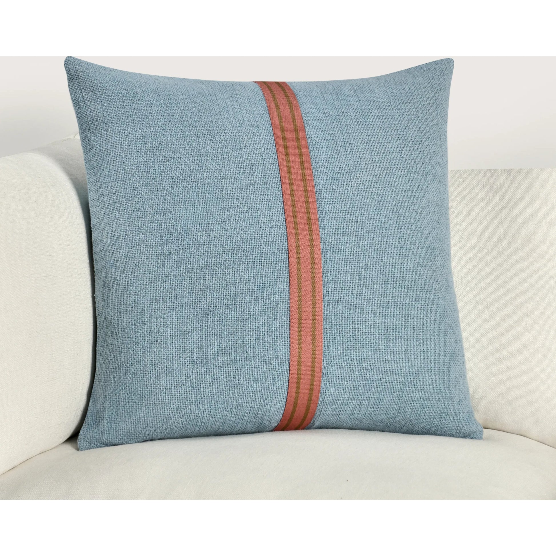 Breton Cotton Linen Blend Throw Pillow by Villa by Classic Home in blue. Made from 60% cotton, 40% belgian linen in a eclectic & global style.