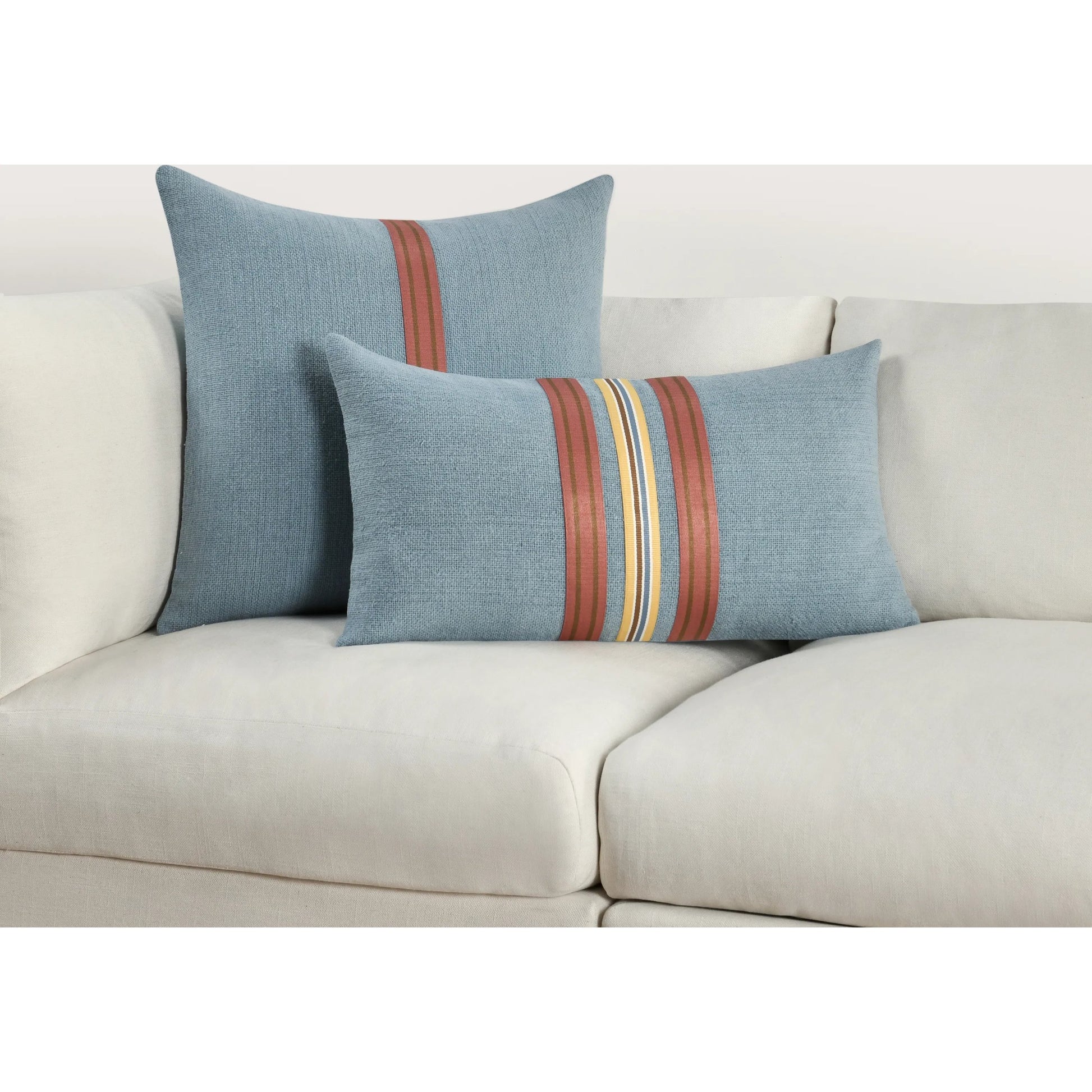 Breton Cotton Linen Blend Throw Pillow by Villa by Classic Home in blue. Made from 60% cotton, 40% belgian linen in a eclectic & global style.