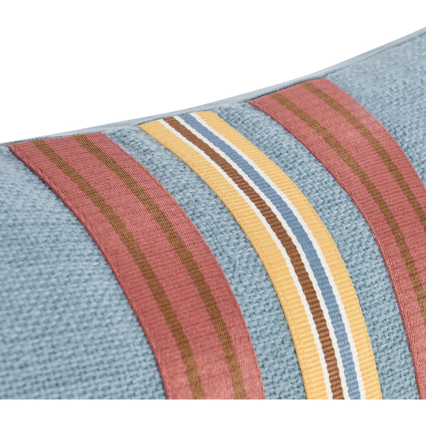 011 SI-2243838 | Closeup | Breton Cotton Linen Blend Throw Pillow by Villa by Classic Home in blue. Made from 60% cotton, 40% belgian linen in a eclectic & global style.