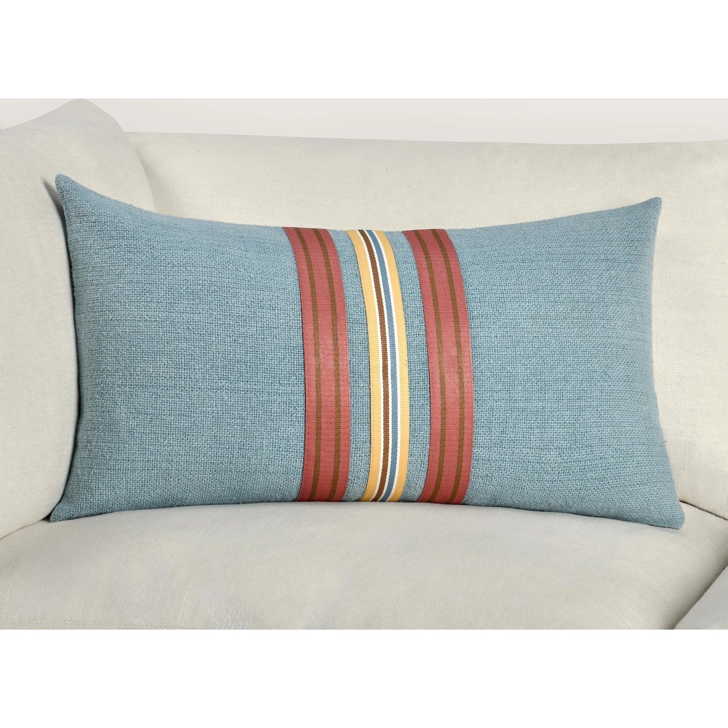 015 SI-2243838 | Lifestyle | Breton Cotton Linen Blend Throw Pillow by Villa by Classic Home in blue. Made from 60% cotton, 40% belgian linen in a eclectic & global style.