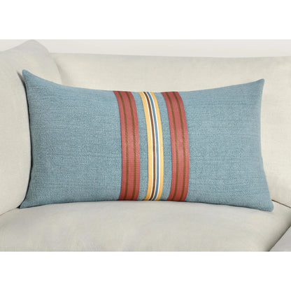 Breton Cotton Linen Blend Throw Pillow by Villa by Classic Home in blue. Made from 60% cotton, 40% belgian linen in a eclectic & global style.