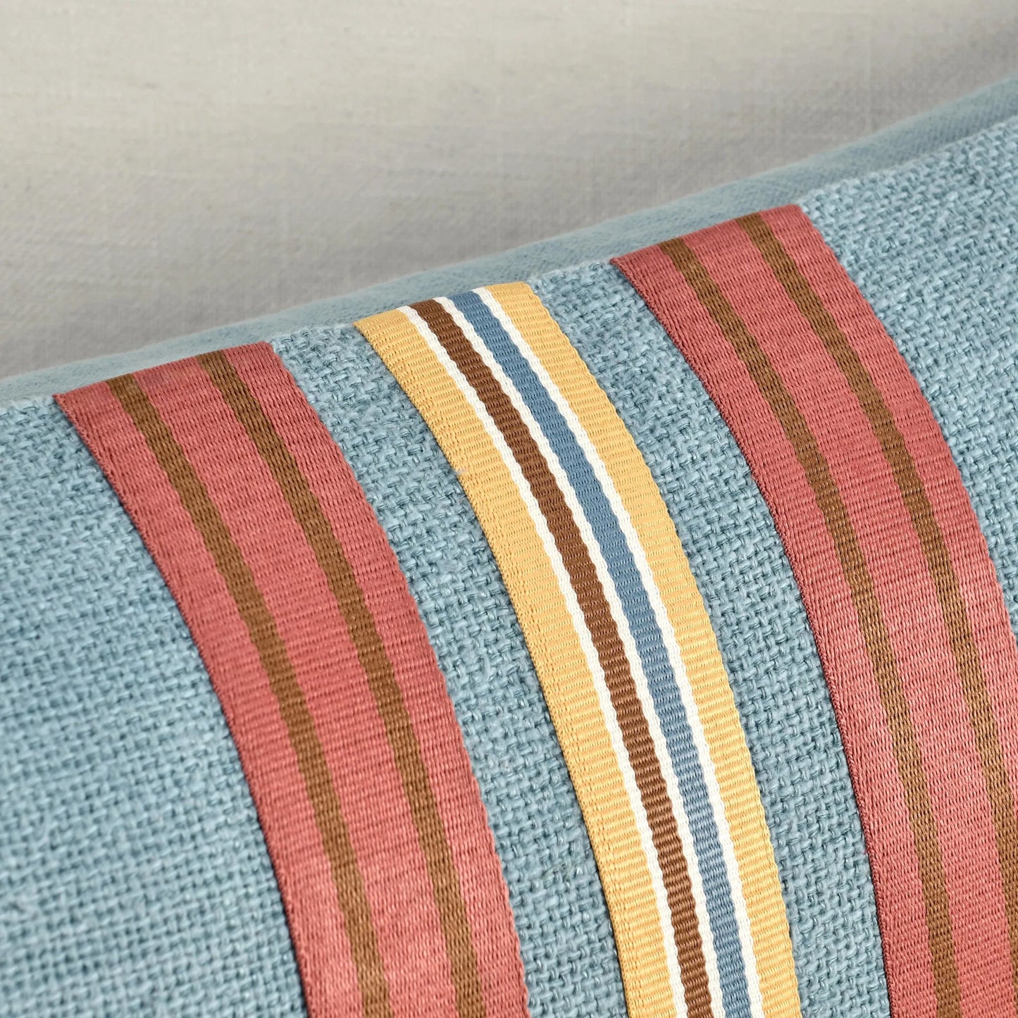 012 SI-2243838 | Closeup | Breton Cotton Linen Blend Throw Pillow by Villa by Classic Home in blue. Made from 60% cotton, 40% belgian linen in a eclectic & global style.