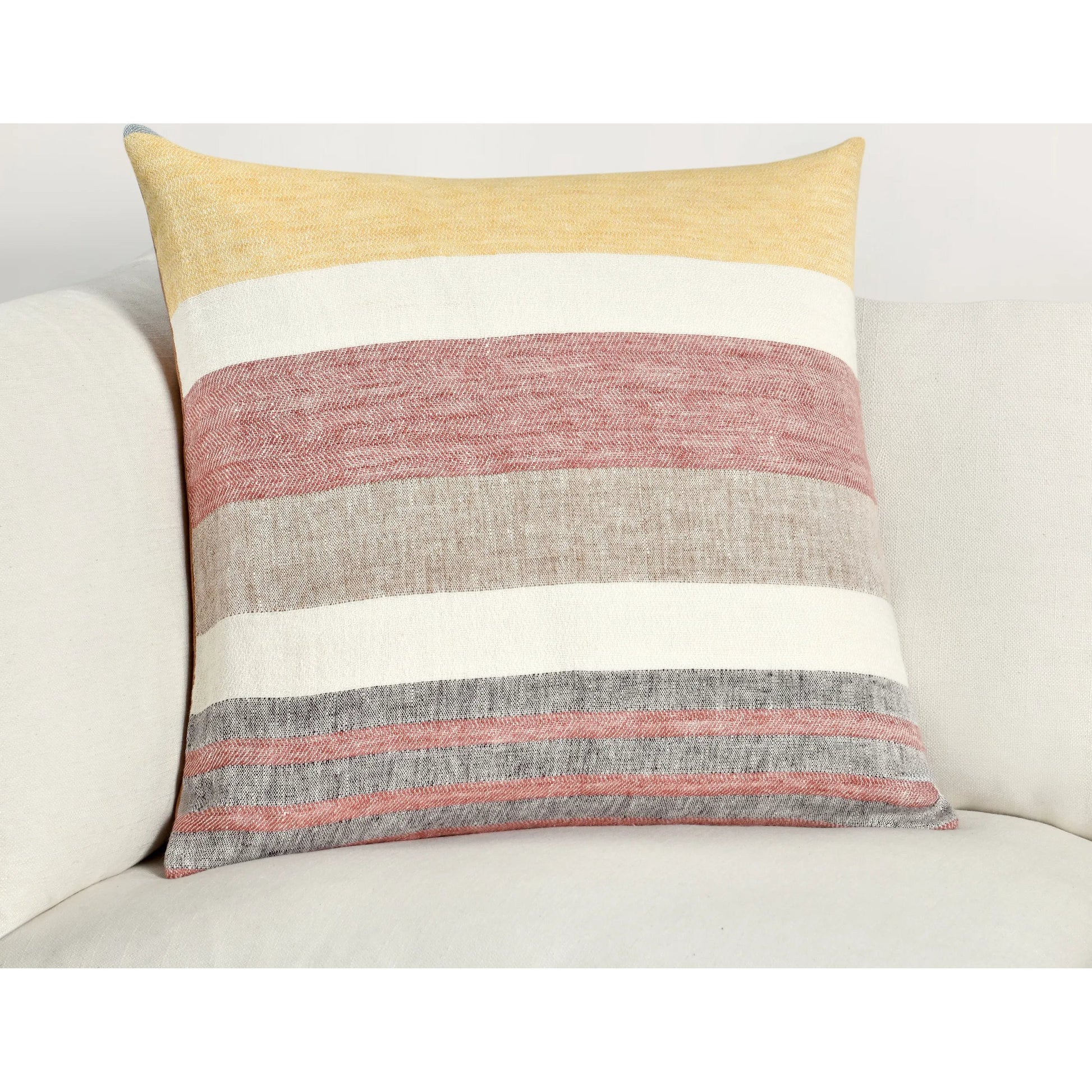 Crawford Multicolor Throw Pillow by Villa by Classic Home in red. Made from 100% belgian flax linen in a eclectic & global style.