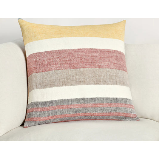 Crawford Multicolor Throw Pillow by Villa by Classic Home in red. Made from 100% belgian flax linen in a eclectic & global style.