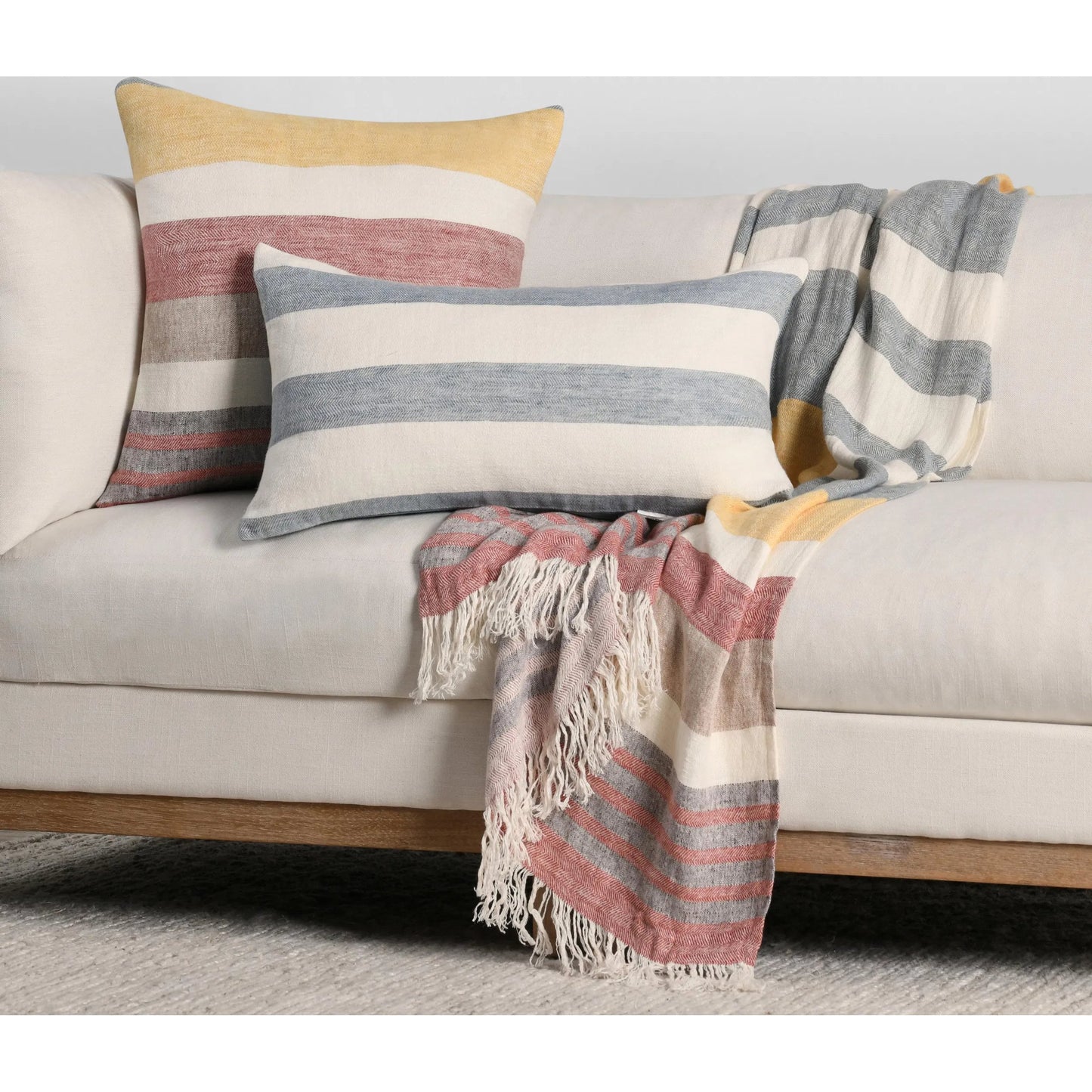 008 SI-2243697 | Lifestyle | Crawford Multicolor Throw Pillow by Villa by Classic Home in red. Made from 100% belgian flax linen in a eclectic & global style.