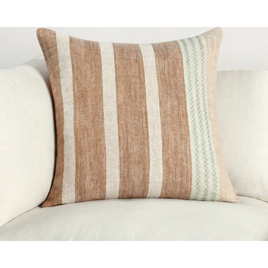 Cherry Belgian Linen Blend Throw Pillow by Villa by Classic Home in hazel brown. Made from 100% belgian flax linen in a unique style.