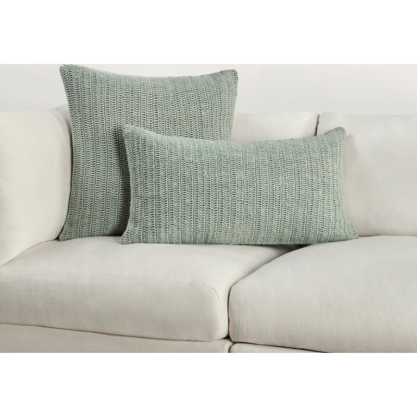 007 SI-2243846 | Lifestyle | Rina Belgian Linen Throw Pillow by Villa by Classic Home in sagebrush green. Made from 100% belgian flax linen in a transitional style.