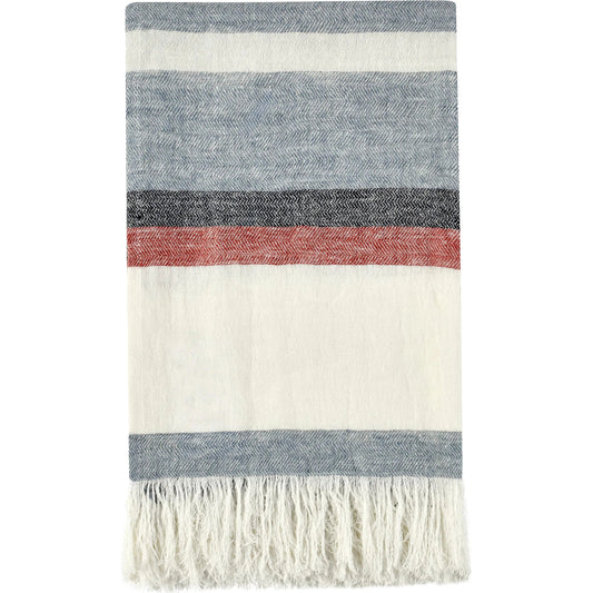 Talara 100% Belgian Linen Throw Blanket by Villa by Classic Home in multicolor. Made from 100% belgian flax linen in a unique style.