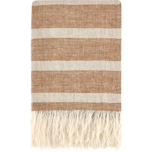 Sherry 100% Belgian Linen Throw Blanket by Villa by Classic Home in rust. Made from 100% belgian flax linen in a unique style.