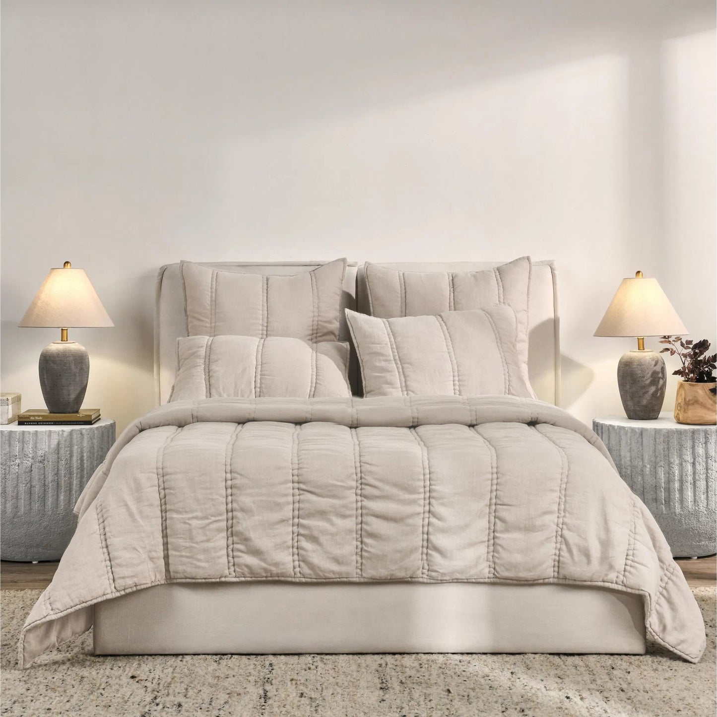 023 SI-2256387 | Lifestyle | Rowen Cloud Quilt by Villa by Classic Home. Made from 100% ramie in a transitional style.