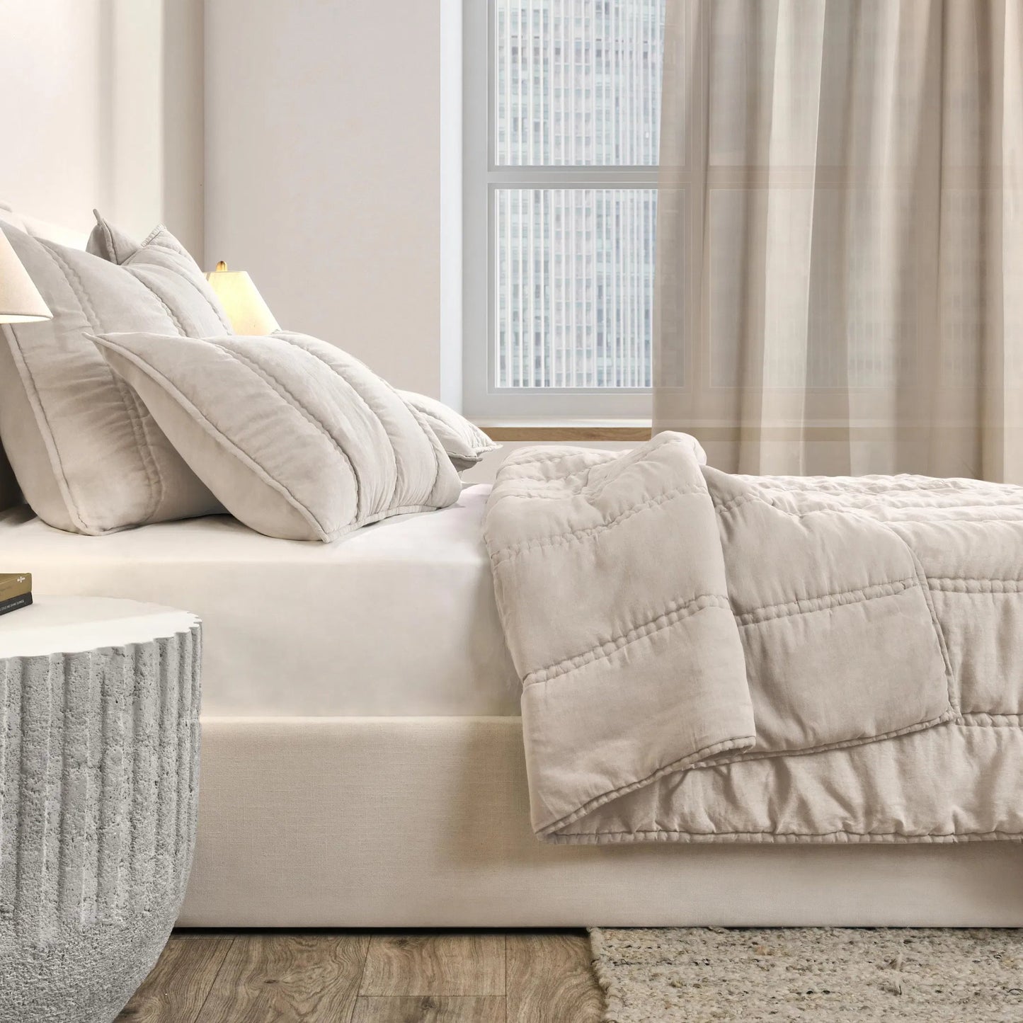 024 SI-2256387 | Lifestyle | Rowen Cloud Quilt by Villa by Classic Home. Made from 100% ramie in a transitional style.