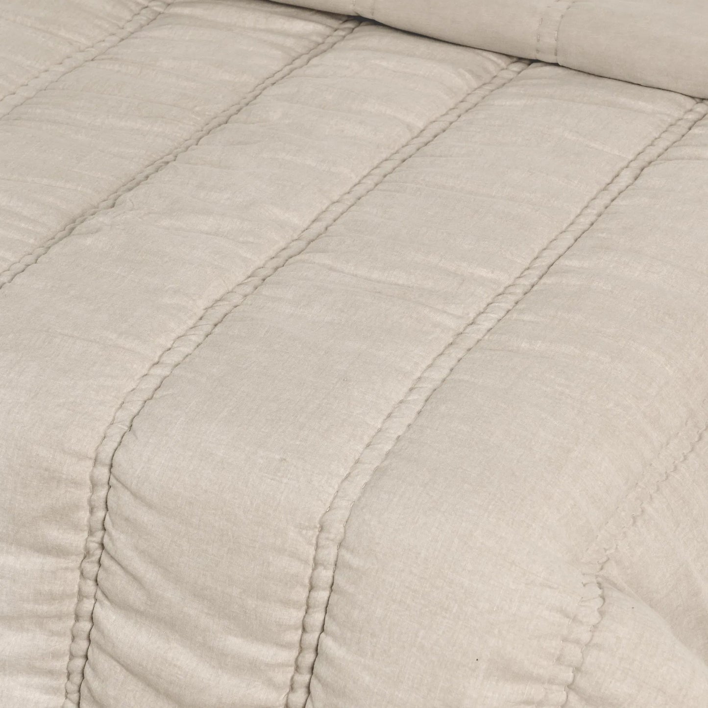 009 SI-2256387 | Closeup | Rowen Cloud Quilt by Villa by Classic Home. Made from 100% ramie in a transitional style.